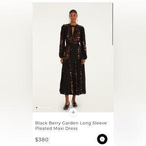 FARM Rio black berry garden long sleeve pleated maxi dress